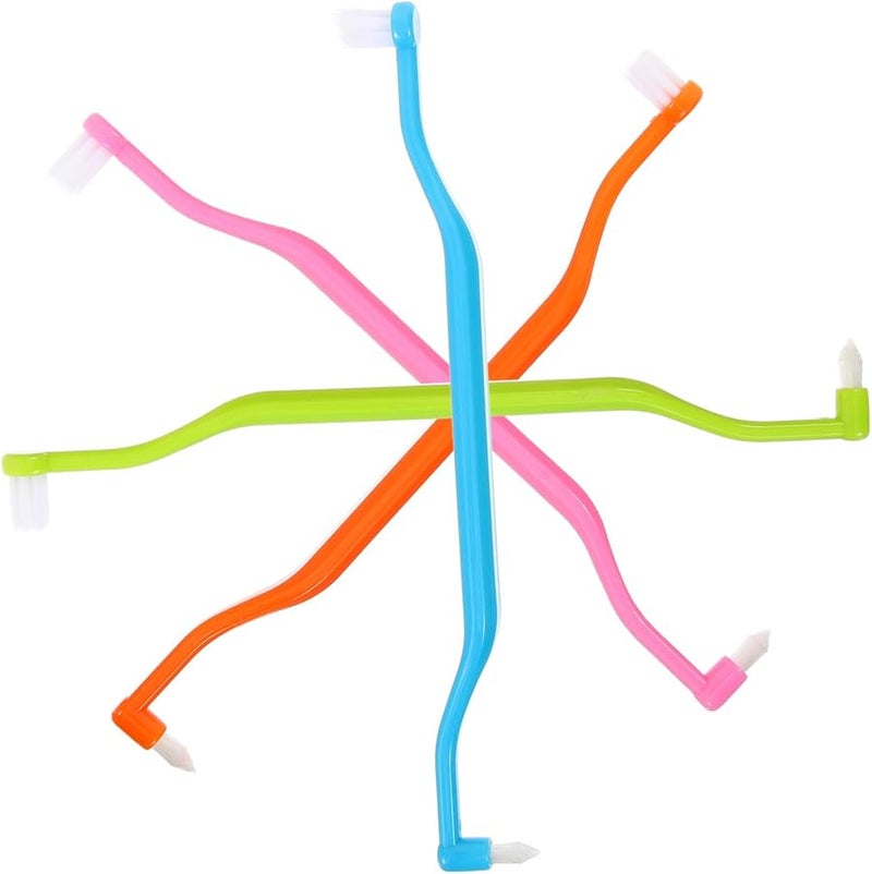 Minkissy 4pcs Double Headed Interdental Brushes Blue Green Orange Pink for Braces Dentures - Image 1